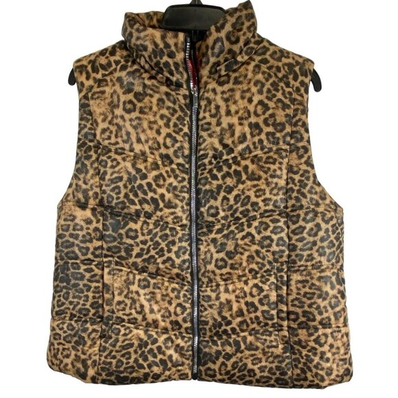 Juicy Couture Women's Animal Print Puffer Vest, Size XL, Layering Pink Lining - Picture 1 of 5